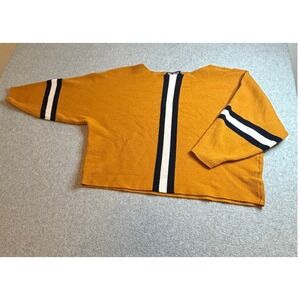 Say What‎ ? Sweater XL Mustard Striped Dolman Crop XL